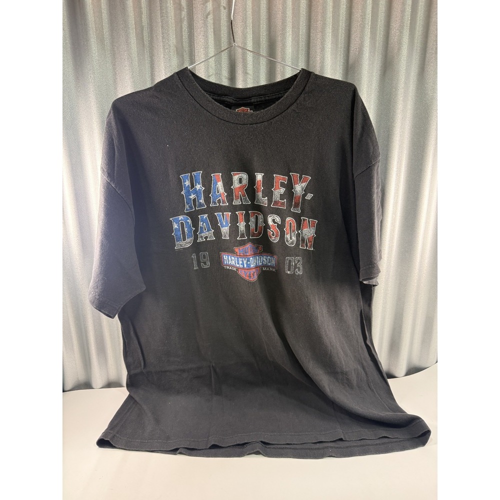 Vintage Harley Davidson T Shirt Men's Size 2X Black Graphic Spell Out 1903 Tee